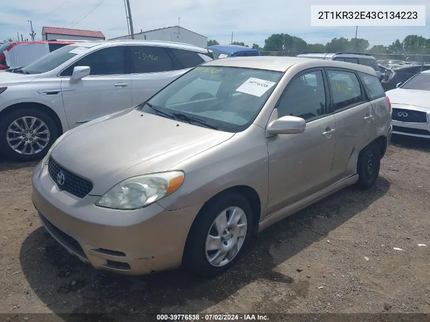 2003 Toyota Matrix Xr VIN: 2T1KR32E43C134223 Lot: 39776538