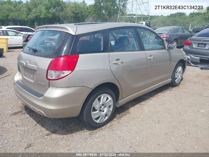 2003 Toyota Matrix Xr VIN: 2T1KR32E43C134223 Lot: 39776538