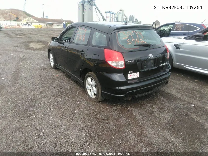 2003 Toyota Matrix Xr VIN: 2T1KR32E03C109254 Lot: 39795742