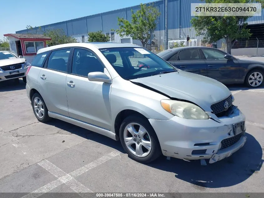 2003 Toyota Matrix Xr VIN: 2T1KR32E63C094470 Lot: 39847505