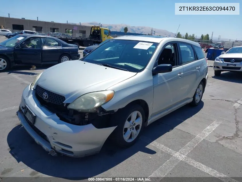 2003 Toyota Matrix Xr VIN: 2T1KR32E63C094470 Lot: 39847505