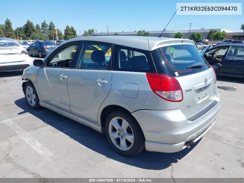 2003 Toyota Matrix Xr VIN: 2T1KR32E63C094470 Lot: 39847505