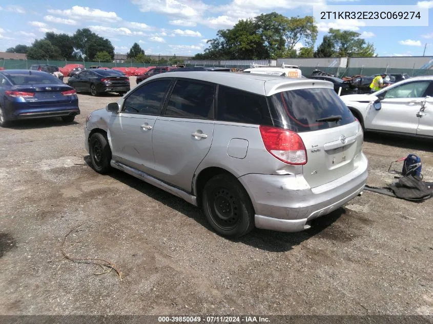 2003 Toyota Matrix Xr VIN: 2T1KR32E23C069274 Lot: 39850049