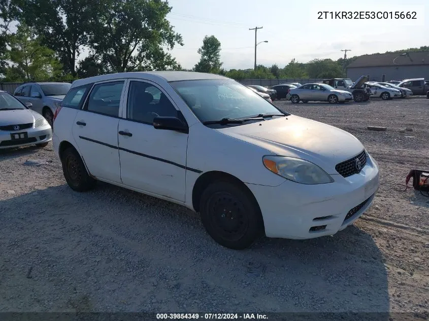 2003 Toyota Matrix Standard VIN: 2T1KR32E53C015662 Lot: 39854349