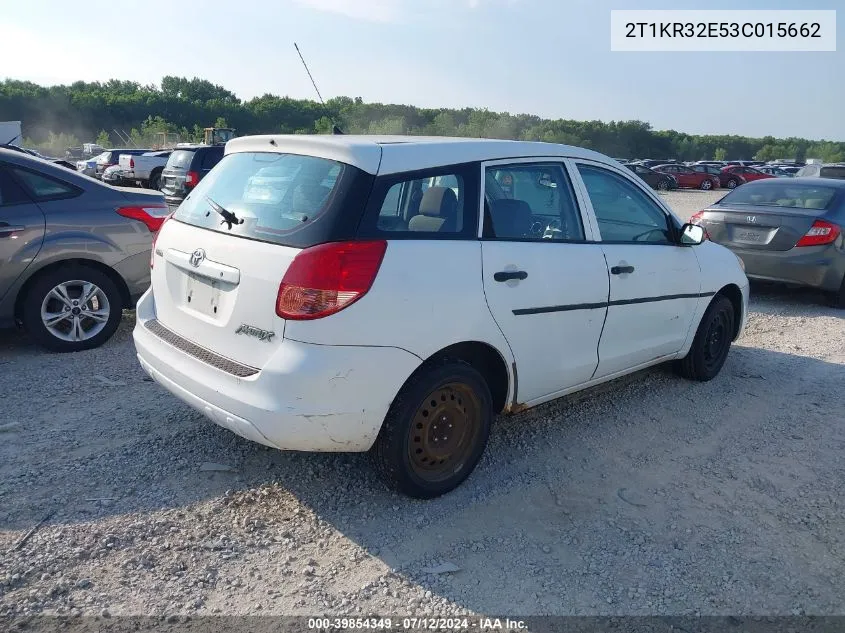 2003 Toyota Matrix Standard VIN: 2T1KR32E53C015662 Lot: 39854349