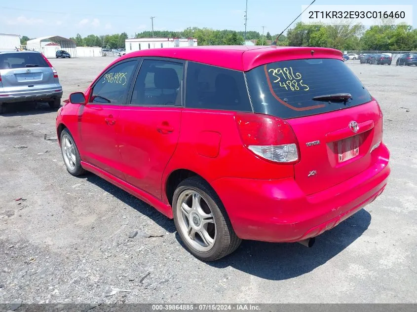 2003 Toyota Matrix Xr VIN: 2T1KR32E93C016460 Lot: 39864885