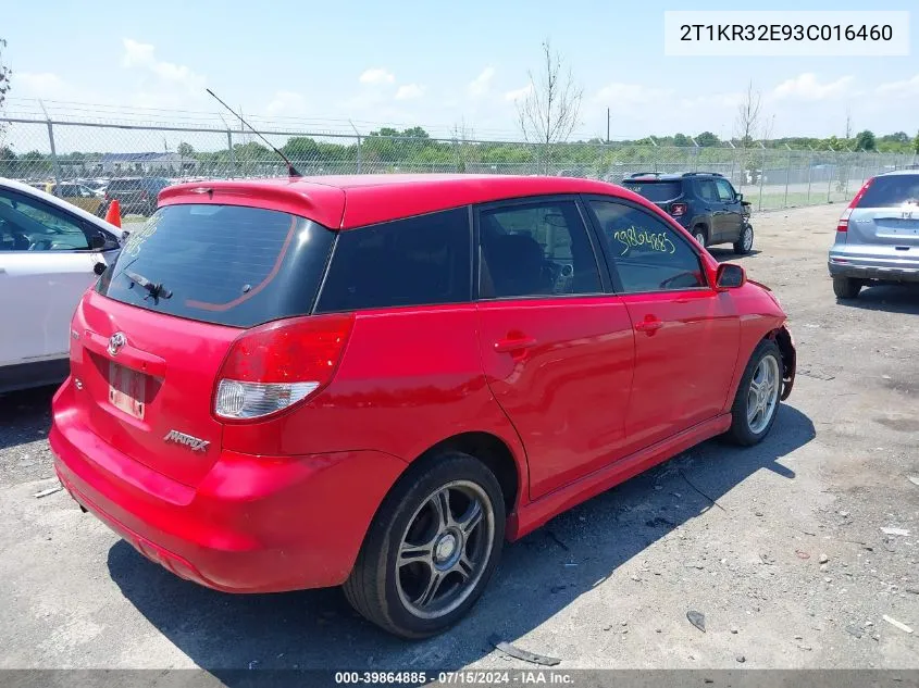 2003 Toyota Matrix Xr VIN: 2T1KR32E93C016460 Lot: 39864885