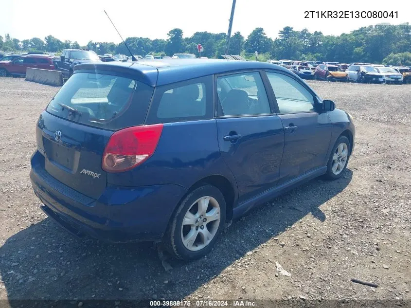 2003 Toyota Matrix Xr VIN: 2T1KR32E13C080041 Lot: 39889175