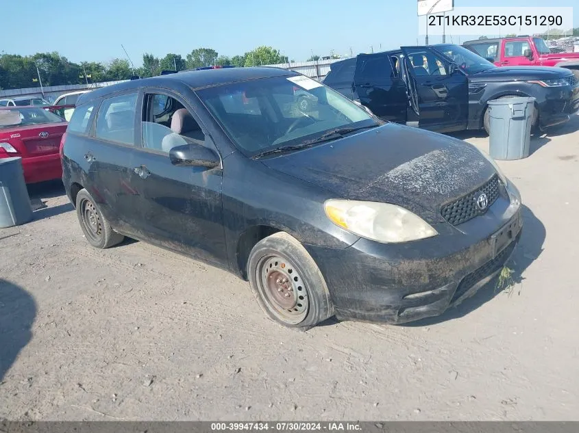 2003 Toyota Matrix Standard/Xr VIN: 2T1KR32E53C151290 Lot: 39947434