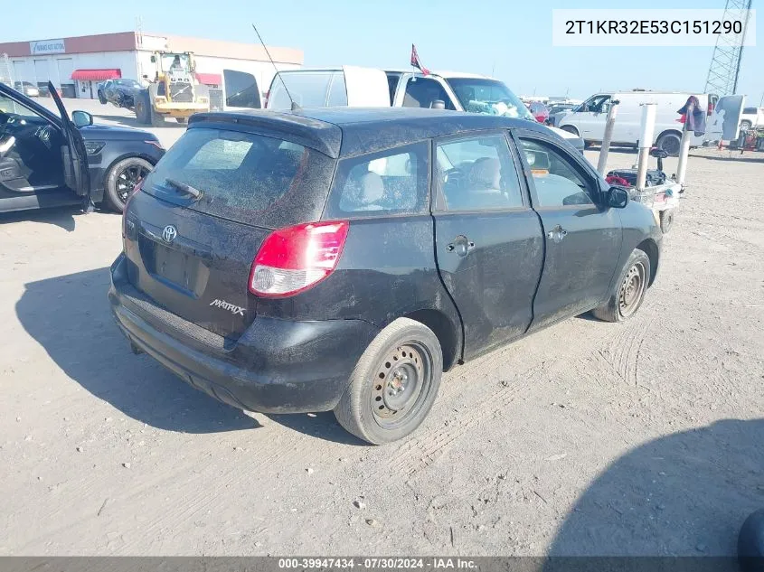 2003 Toyota Matrix Standard/Xr VIN: 2T1KR32E53C151290 Lot: 39947434