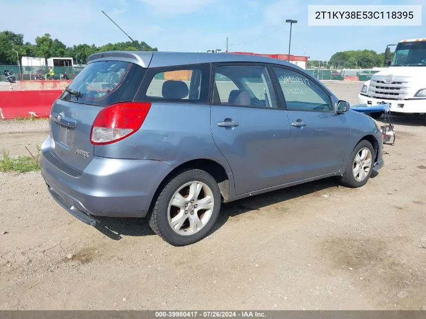 2003 Toyota Matrix Xrs VIN: 2T1KY38E53C118395 Lot: 39980417