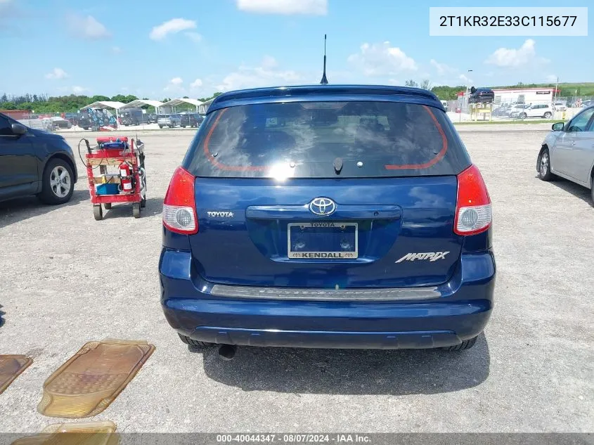 2003 Toyota Matrix Xr VIN: 2T1KR32E33C115677 Lot: 40044347