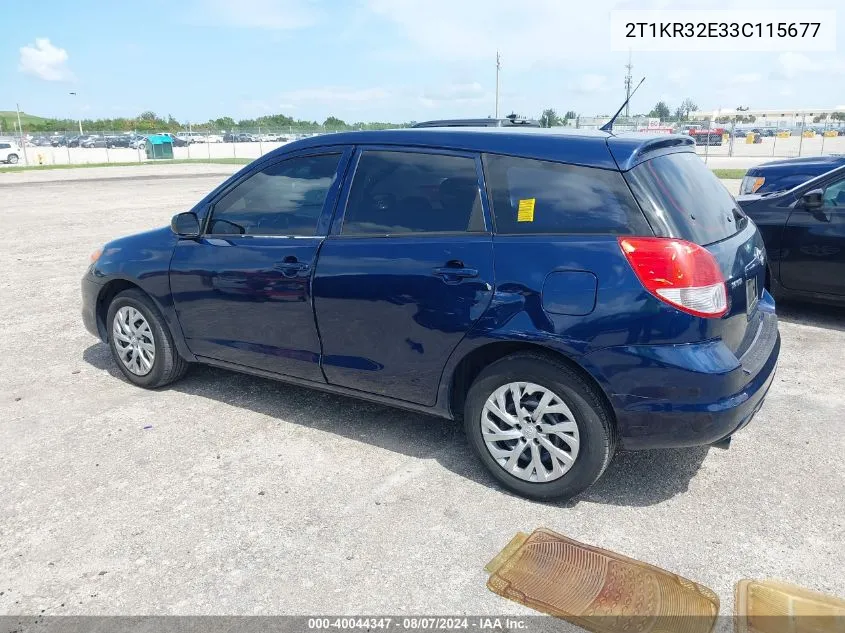 2003 Toyota Matrix Xr VIN: 2T1KR32E33C115677 Lot: 40044347