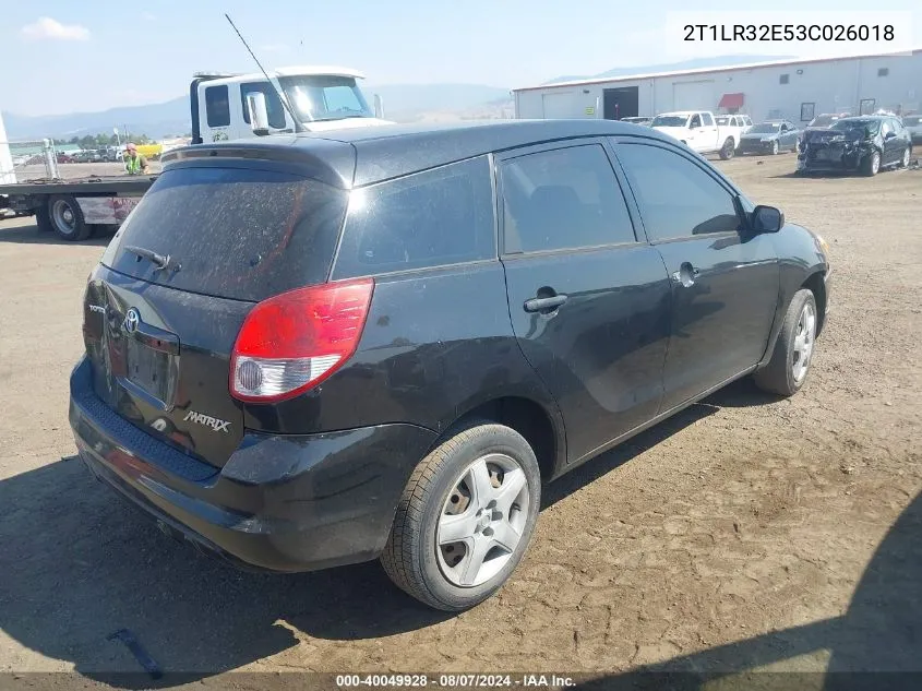 2003 Toyota Matrix Standard VIN: 2T1LR32E53C026018 Lot: 40049928