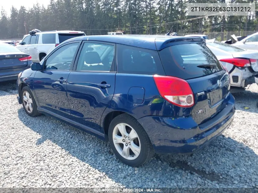 2003 Toyota Matrix Xr VIN: 2T1KR32E63C131212 Lot: 40060543