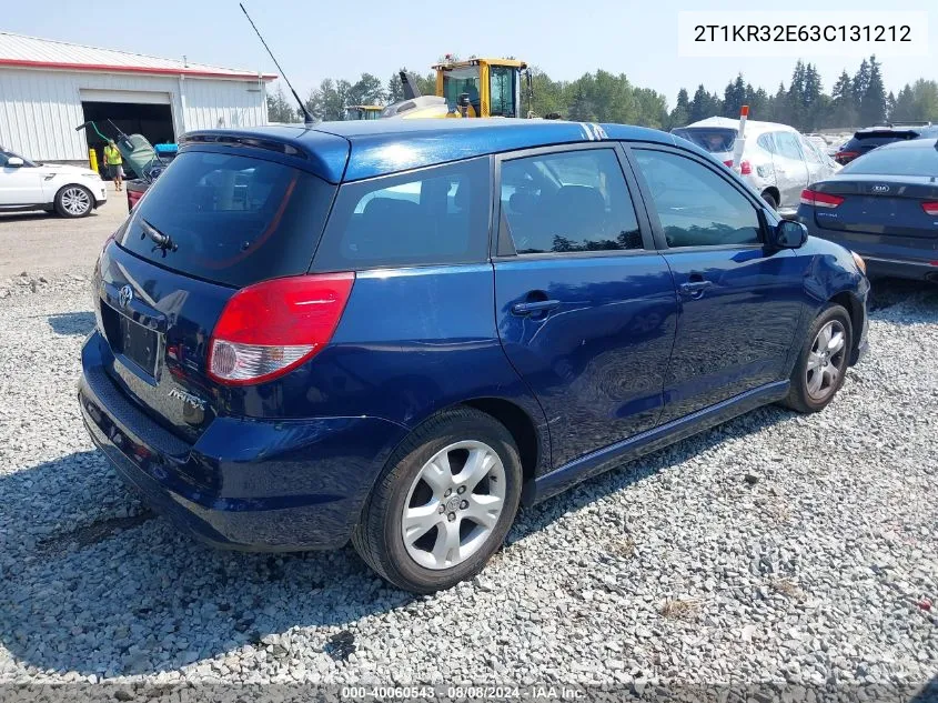 2003 Toyota Matrix Xr VIN: 2T1KR32E63C131212 Lot: 40060543