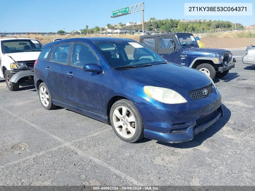 2003 Toyota Matrix Xrs VIN: 2T1KY38E53C064371 Lot: 40062254