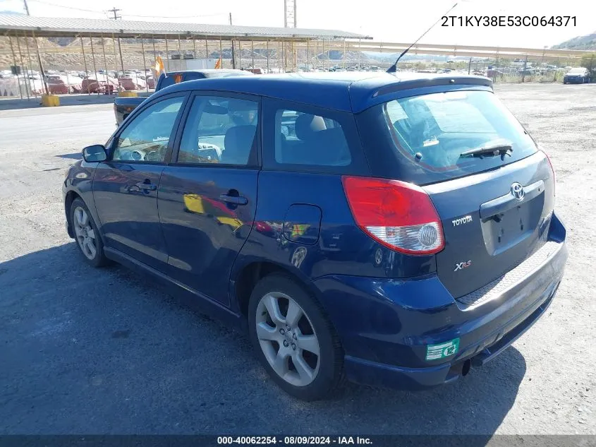 2003 Toyota Matrix Xrs VIN: 2T1KY38E53C064371 Lot: 40062254