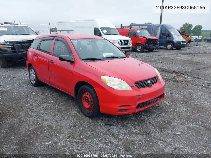 2003 Toyota Matrix Standard VIN: 2T1KR32E93C065156 Lot: 40065798