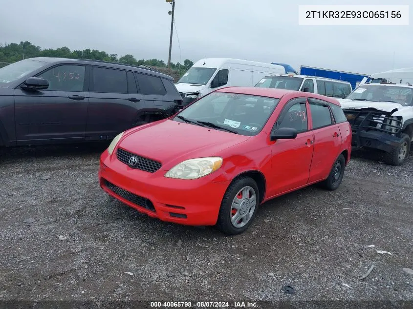 2003 Toyota Matrix Standard VIN: 2T1KR32E93C065156 Lot: 40065798