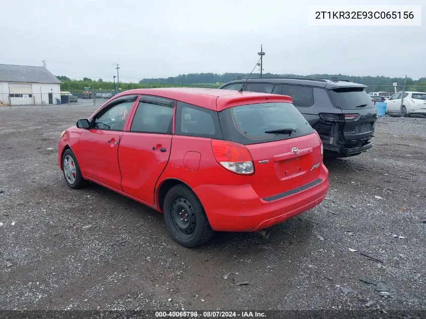 2003 Toyota Matrix Standard VIN: 2T1KR32E93C065156 Lot: 40065798