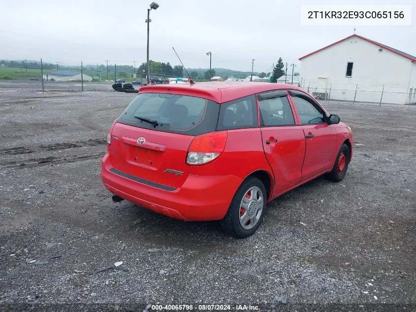 2003 Toyota Matrix Standard VIN: 2T1KR32E93C065156 Lot: 40065798