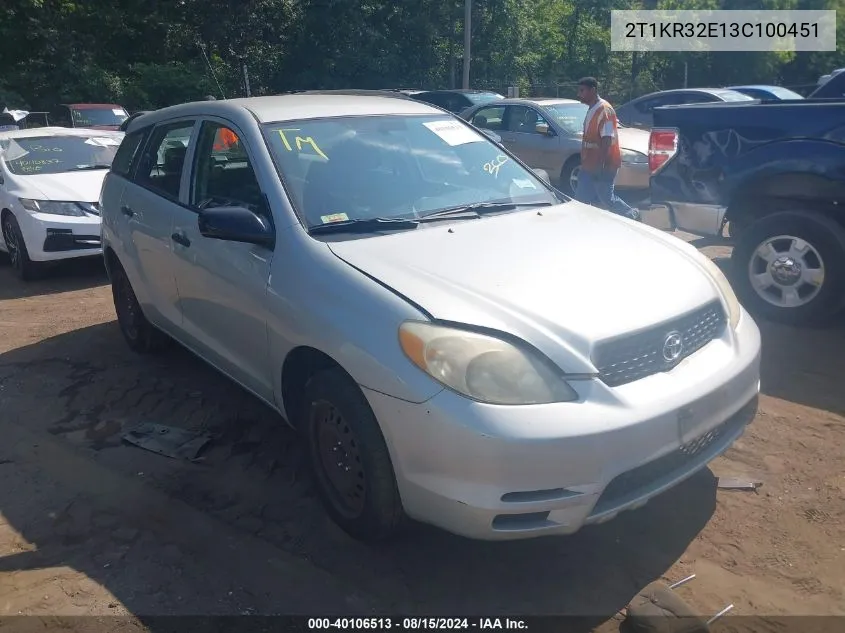 2T1KR32E13C100451 2003 Toyota Matrix Standard