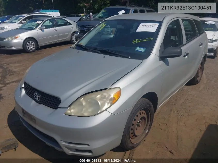 2T1KR32E13C100451 2003 Toyota Matrix Standard