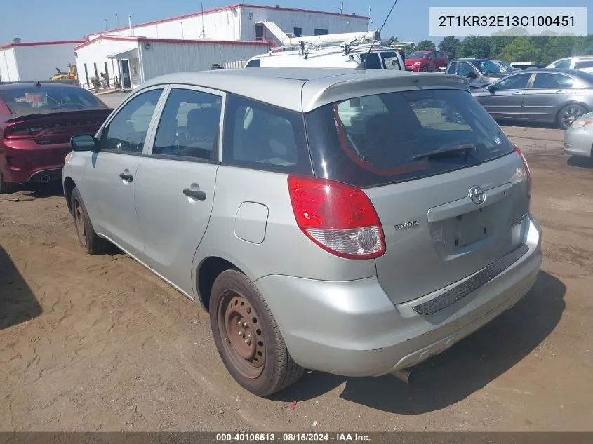 2T1KR32E13C100451 2003 Toyota Matrix Standard