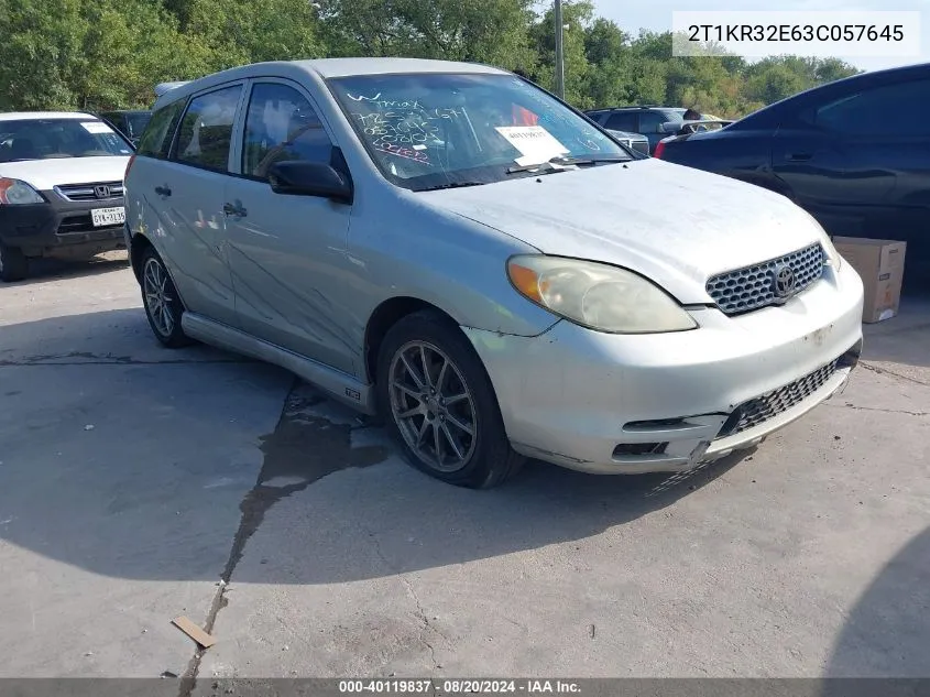 2003 Toyota Matrix Standard VIN: 2T1KR32E63C057645 Lot: 40119837