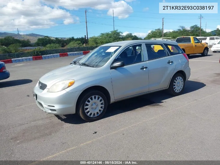 2003 Toyota Matrix Standard VIN: 2T1KR32E93C038197 Lot: 40124146