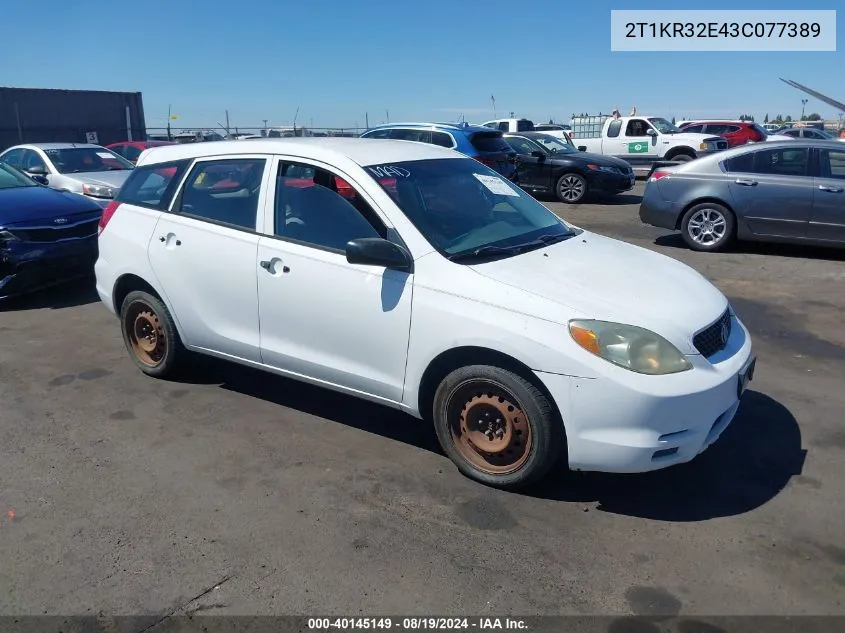 2003 Toyota Matrix Standard VIN: 2T1KR32E43C077389 Lot: 40145149