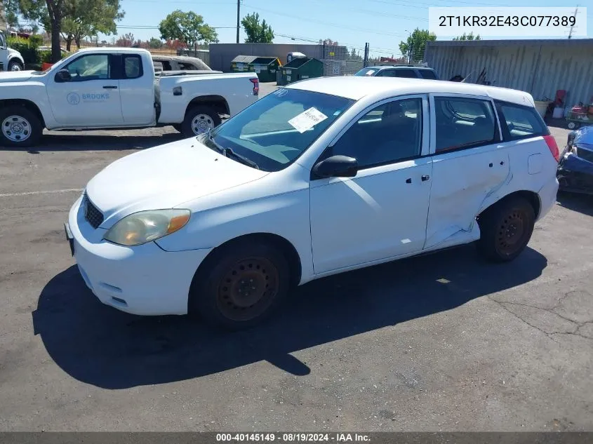 2003 Toyota Matrix Standard VIN: 2T1KR32E43C077389 Lot: 40145149