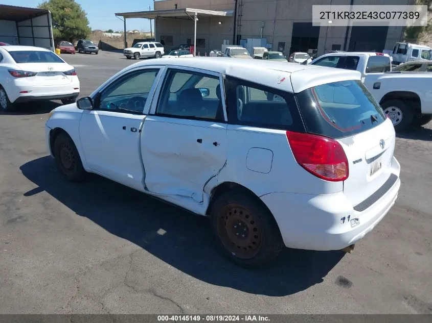 2003 Toyota Matrix Standard VIN: 2T1KR32E43C077389 Lot: 40145149