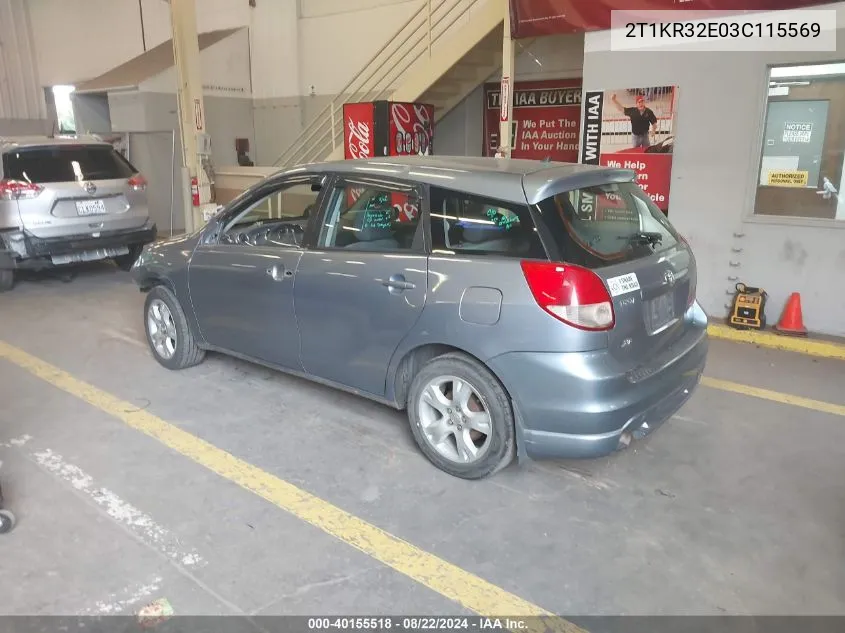 2T1KR32E03C115569 2003 Toyota Matrix Xr