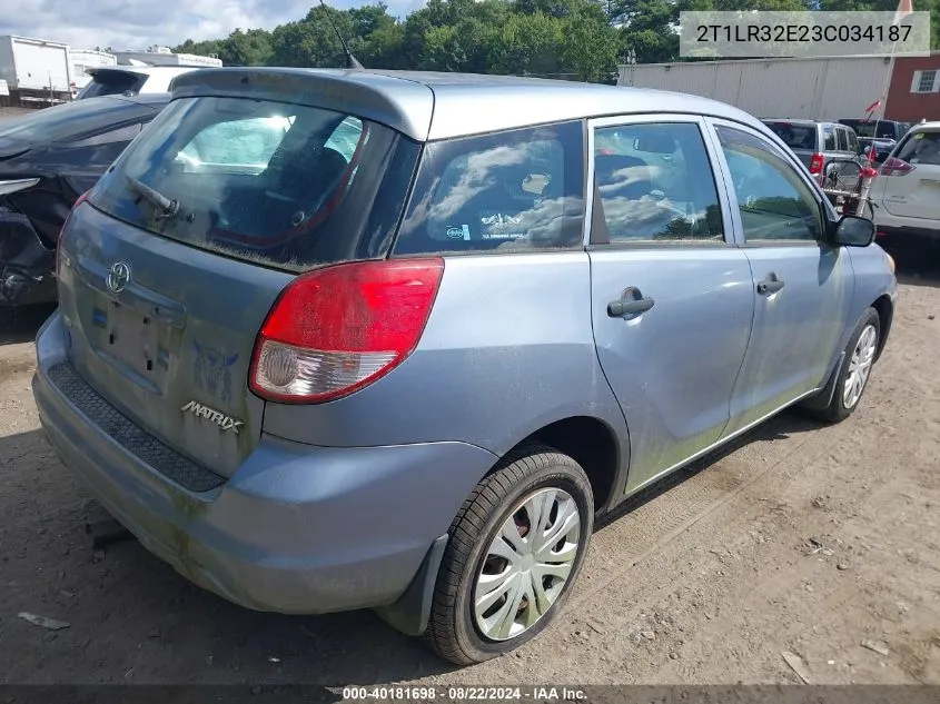 2003 Toyota Matrix Standard VIN: 2T1LR32E23C034187 Lot: 40181698