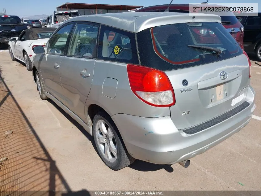 2003 Toyota Matrix Xr VIN: 2T1KR32EX3C078868 Lot: 40183557