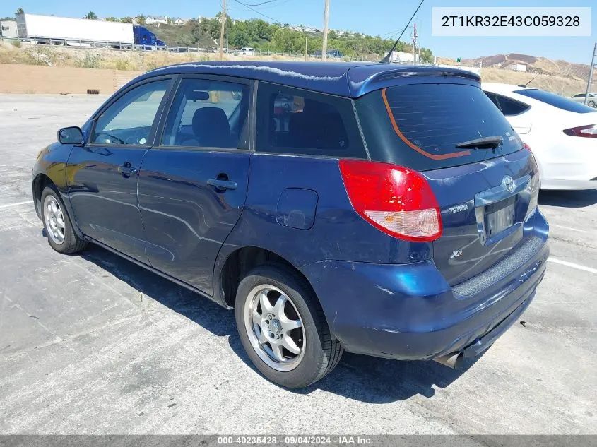 2003 Toyota Matrix Xr VIN: 2T1KR32E43C059328 Lot: 40235428