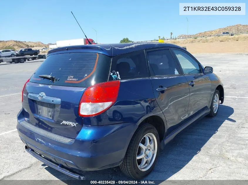 2003 Toyota Matrix Xr VIN: 2T1KR32E43C059328 Lot: 40235428