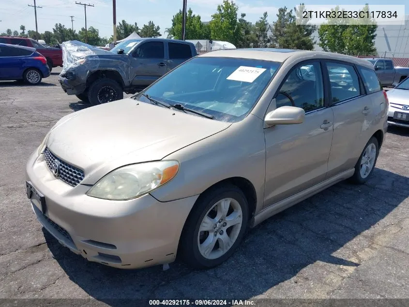 2003 Toyota Matrix Xr VIN: 2T1KR32E33C117834 Lot: 40292175