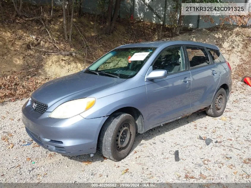 2003 Toyota Matrix Xr VIN: 2T1KR32E43C091325 Lot: 40295582