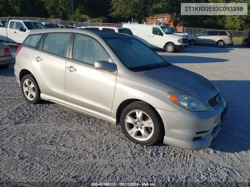 2003 Toyota Matrix Xr VIN: 2T1KR32E83C093398 Lot: 40306310