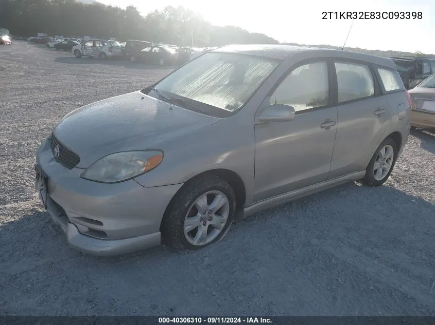 2003 Toyota Matrix Xr VIN: 2T1KR32E83C093398 Lot: 40306310