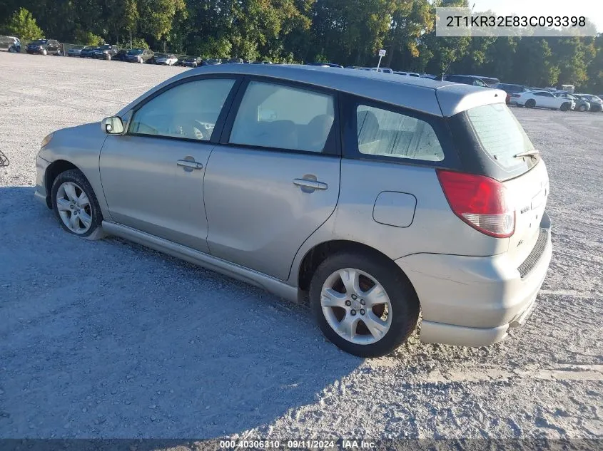 2003 Toyota Matrix Xr VIN: 2T1KR32E83C093398 Lot: 40306310