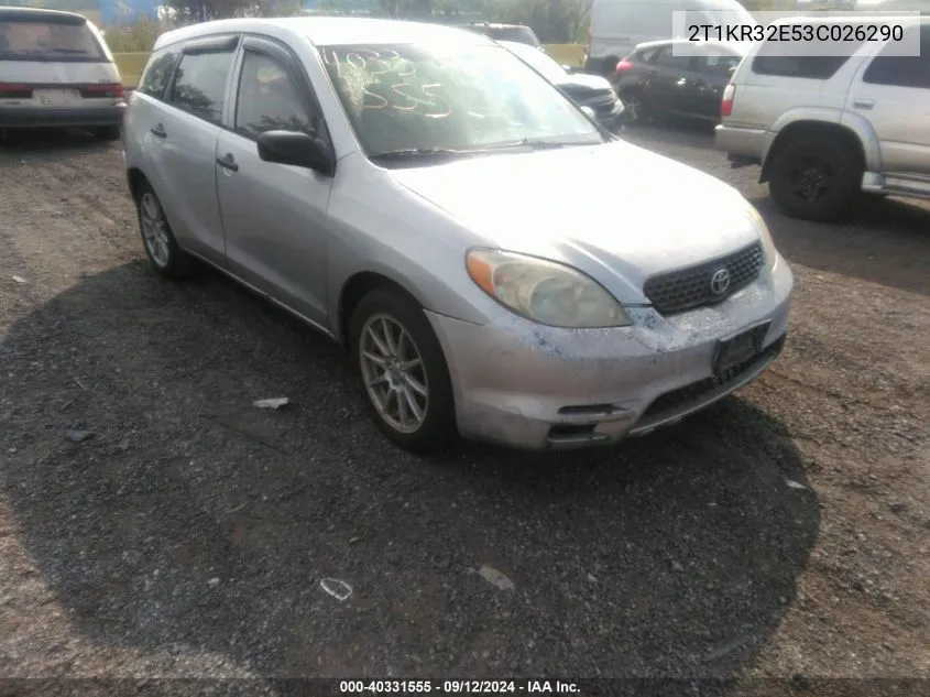 2003 Toyota Matrix Standard VIN: 2T1KR32E53C026290 Lot: 40331555