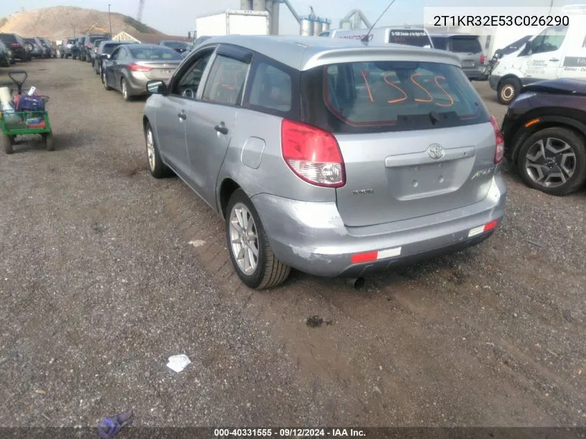 2003 Toyota Matrix Standard VIN: 2T1KR32E53C026290 Lot: 40331555