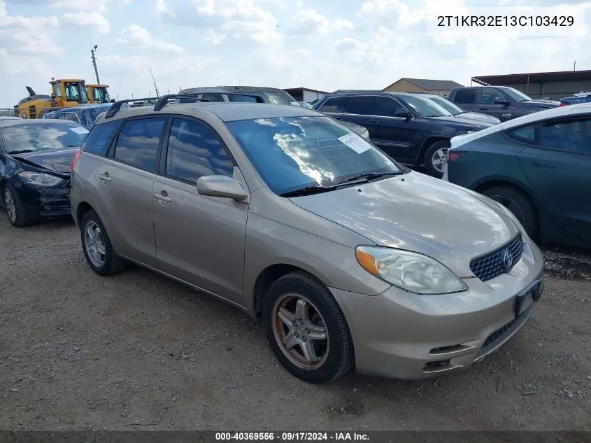 2003 Toyota Matrix Xr VIN: 2T1KR32E13C103429 Lot: 40369556