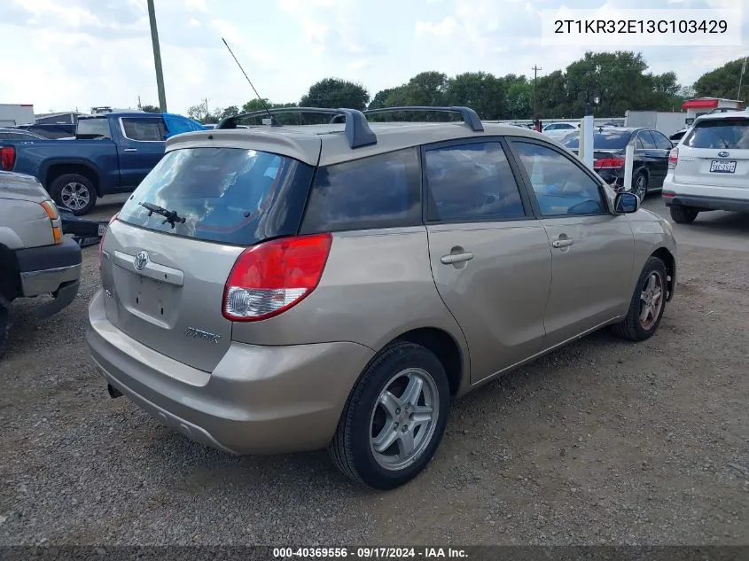 2003 Toyota Matrix Xr VIN: 2T1KR32E13C103429 Lot: 40369556