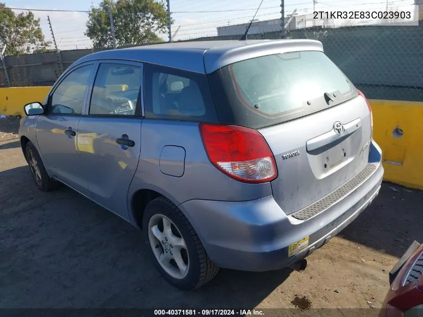 2003 Toyota Matrix Standard VIN: 2T1KR32E83C023903 Lot: 40371581