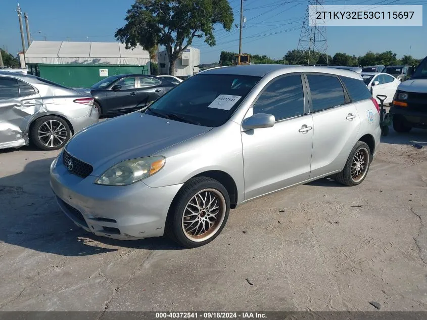 2003 Toyota Corolla Matrix Xrs VIN: 2T1KY32E53C115697 Lot: 40372541